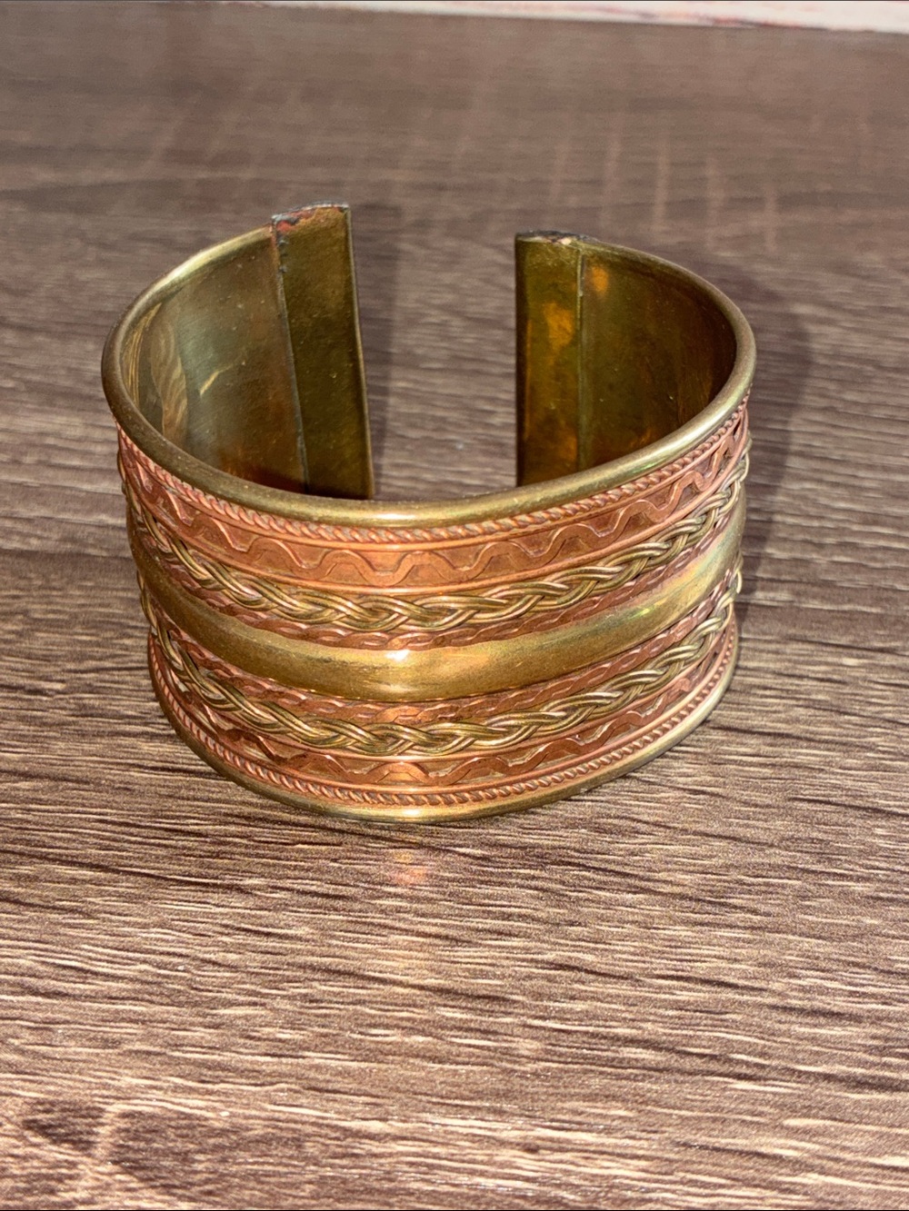 Y2K Handcrafted Copper and Brass Like Braided Cuff Bracelet - Women Jewelry